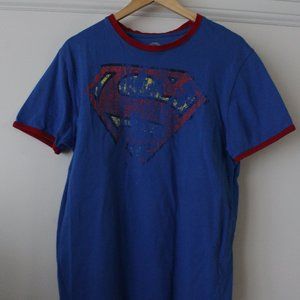 Licensed DC Superman vintage/distressed ringer tee